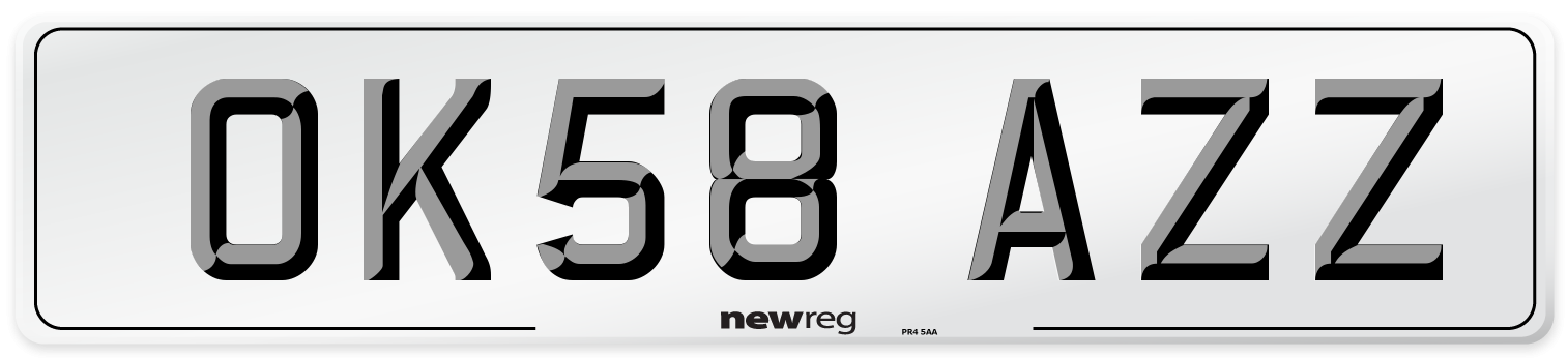 OK58 AZZ Number Plate from New Reg